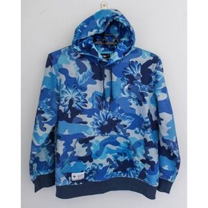 LRG Lifted Research Group Hoodie Sweatshirt Womens Medium Blue Floral *Flaw